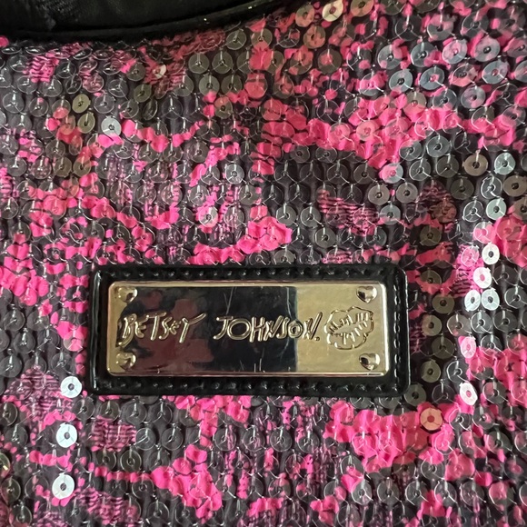 Betsey Johnson Sequined Laptop bag - Pink and Black FREE SHIPPING - Picture 2 of 4